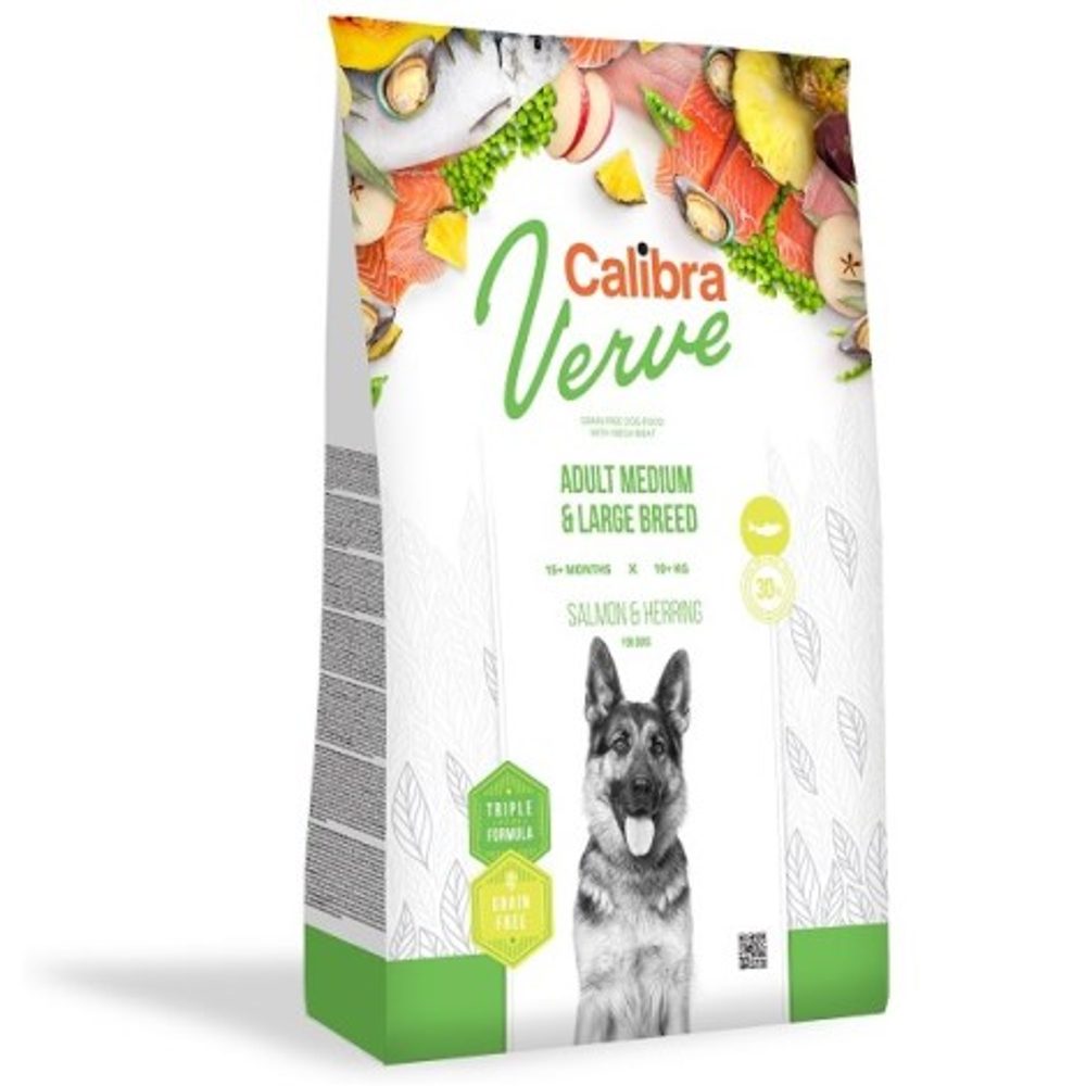 Expirace 10.4. 2026: Calibra Dog Verve GF Adult Medium & Large Salmon & Herring 12 kg | Granule pro psy