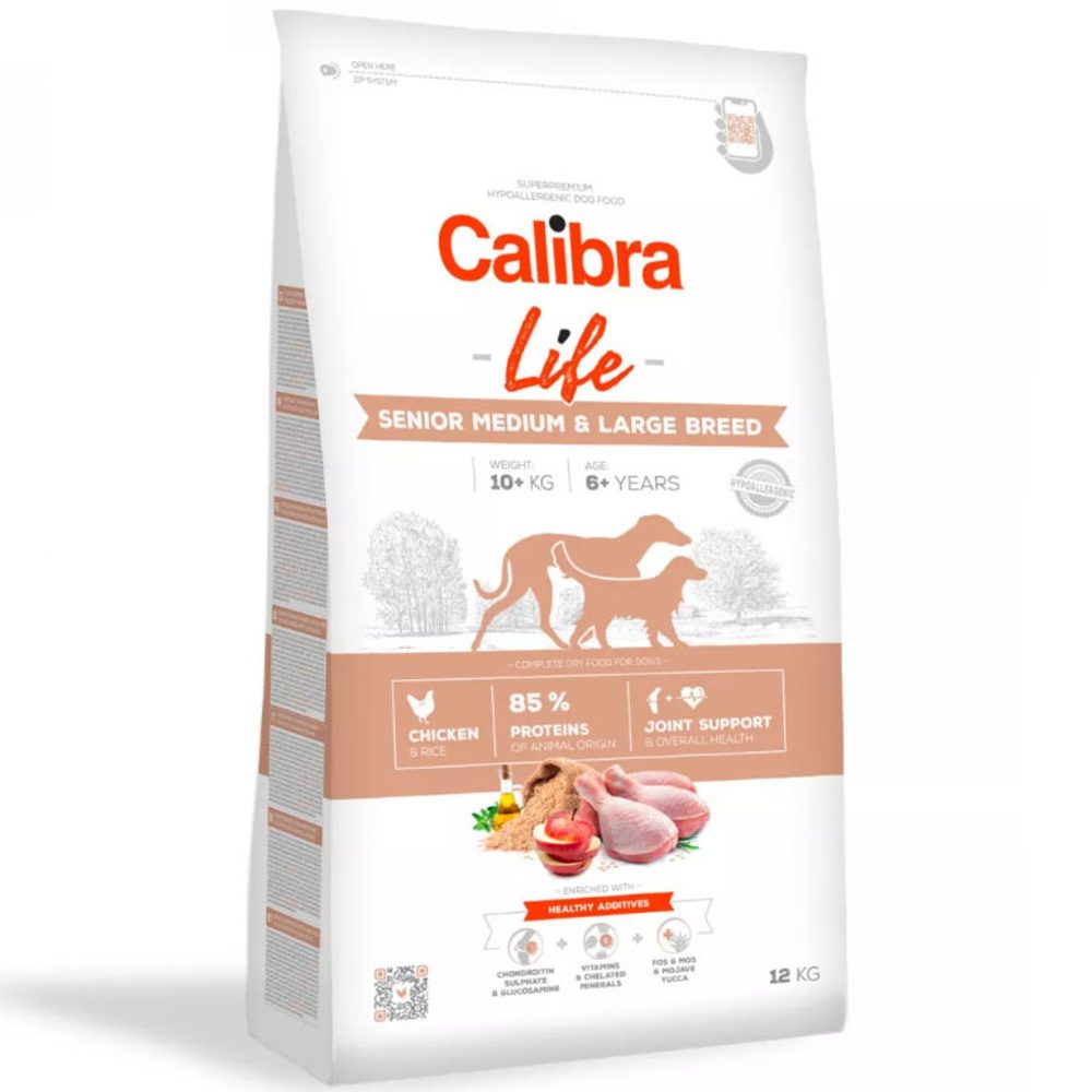 Calibra Dog Life Senior M&L Breed Chicken 12 kg | Granule pro psy