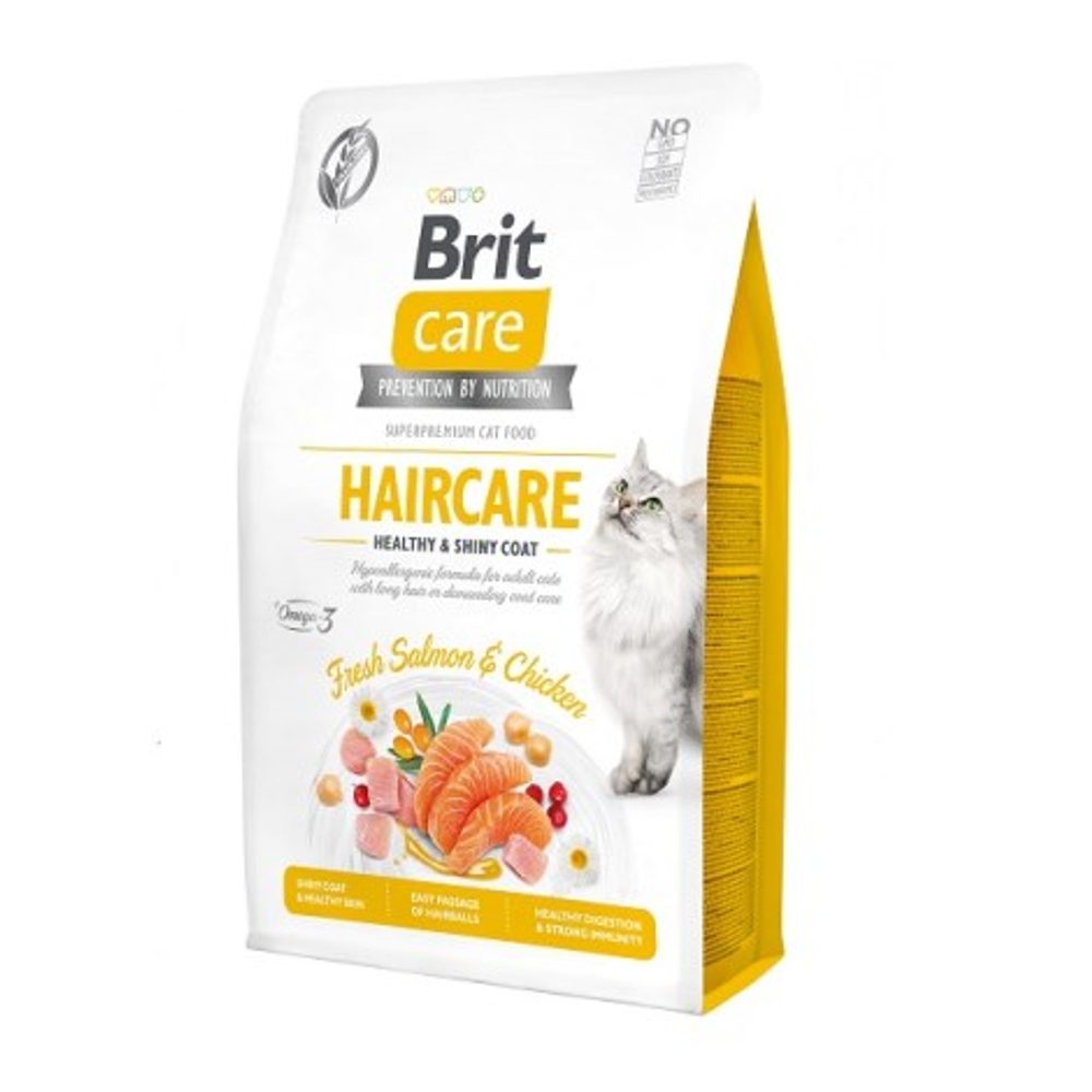 Expirace 7.6. 2026: Brit Care Cat Grain-Free Haircare Healthy & Shiny Coat 2 kg | Granule pro kočky | P59646