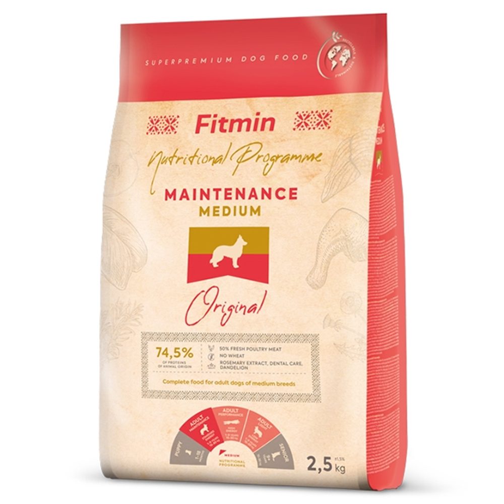 Expirace 12.5. 2026: Fitmin Dog Medium Maintenance 2,5 kg | Granule pro psy