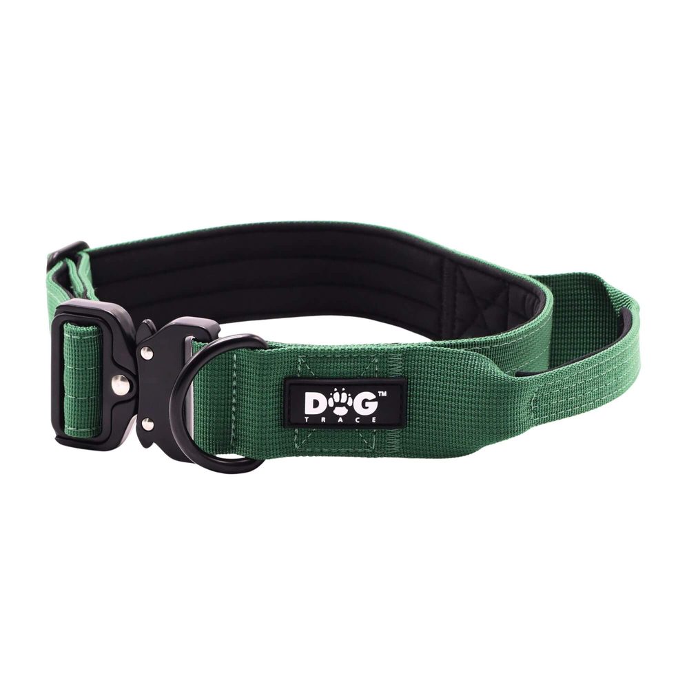 Dogtrace K9 taktický obojek pro psy s rukojetí, zelený | Obojky pro psy - Dogtrace K9 taktický obojek pro psy s rukojetí, zelený  XL