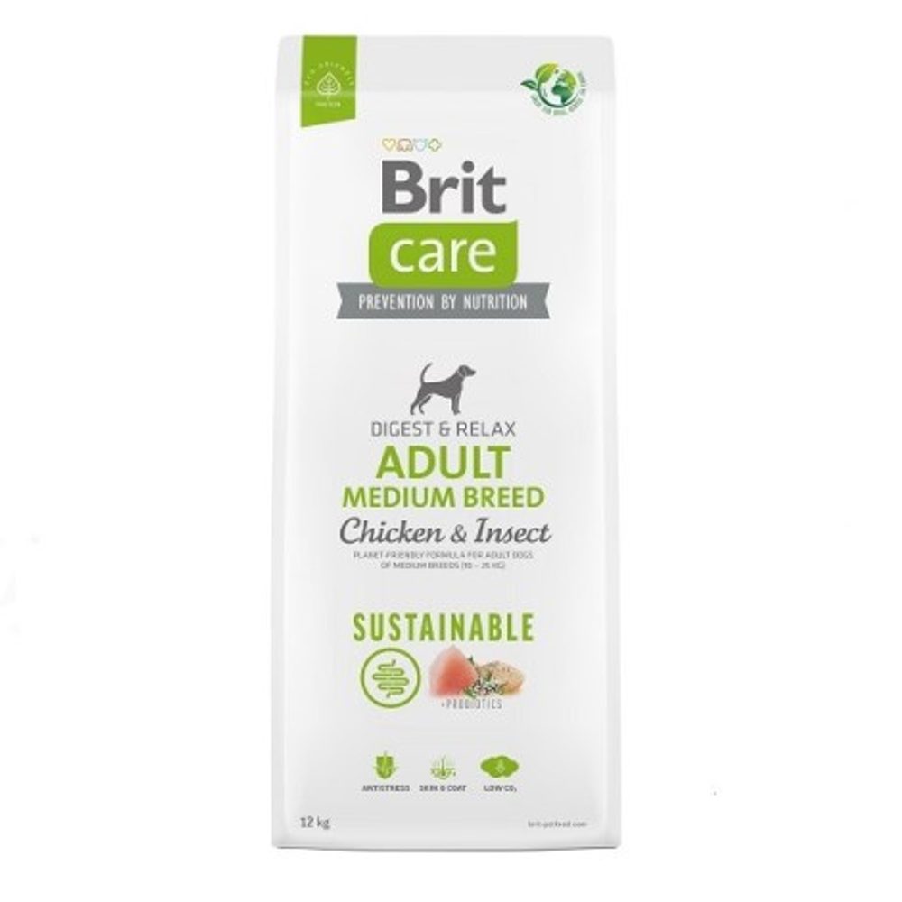 Brit Care Dog Sustainable Adult Medium Breed Chicken & Insect 12 kg | Granule pro psy