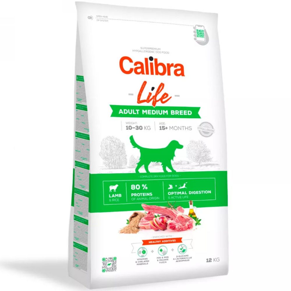 Expirace 28.5. 2026: Calibra Dog Life Adult Medium Breed Lamb 12 kg | Granule pro psy