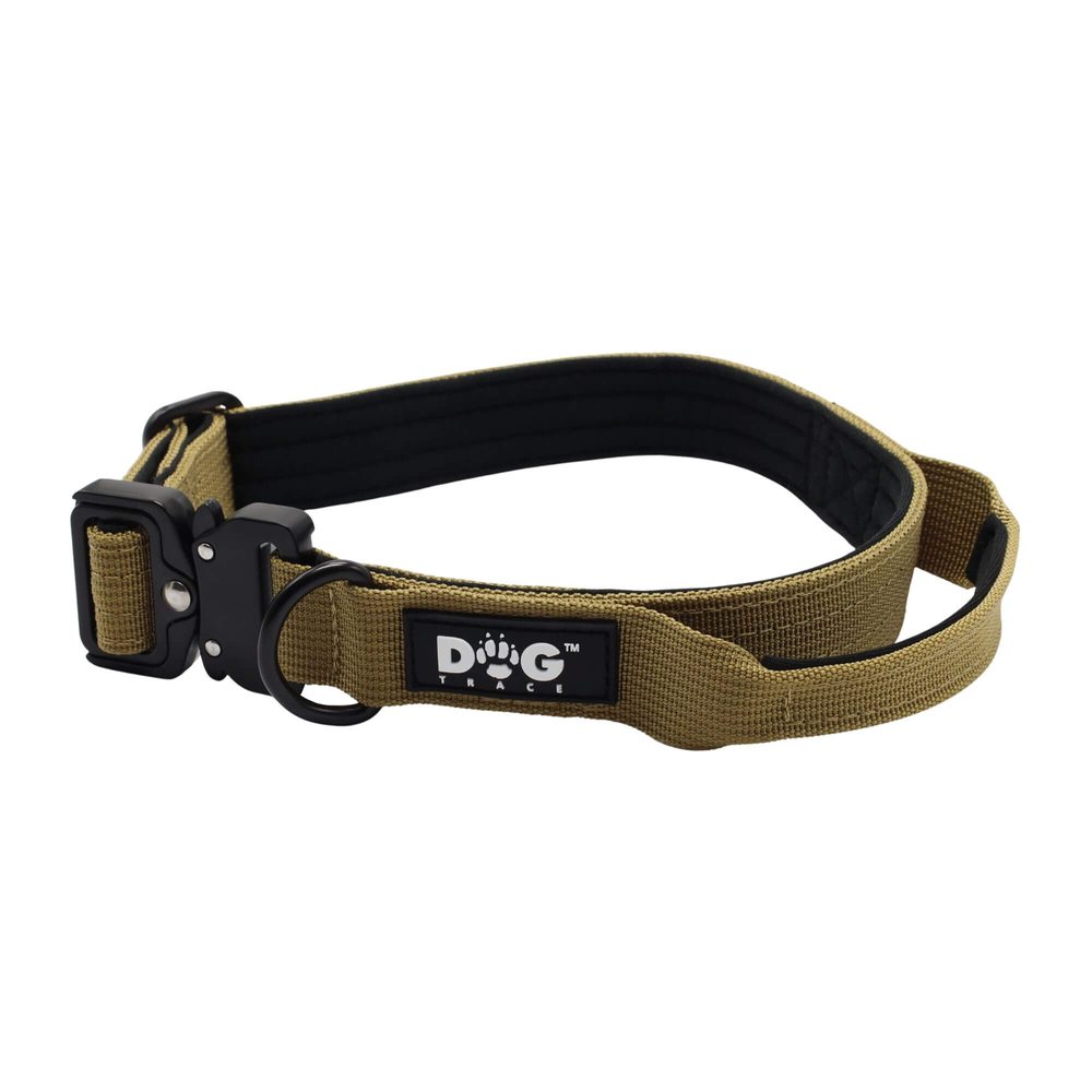 Dogtrace K9 taktický obojek pro psy s rukojetí, khaki | Obojky pro psy - K9 taktický obojek pro psy s rukojetí, khaki, vel. XL