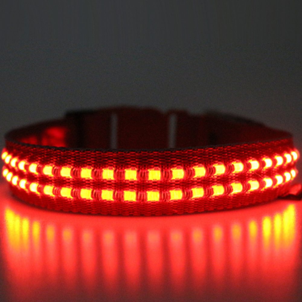 Reedog luminous USB svíticí obojek pro malé, střední a velké psy - červená - S