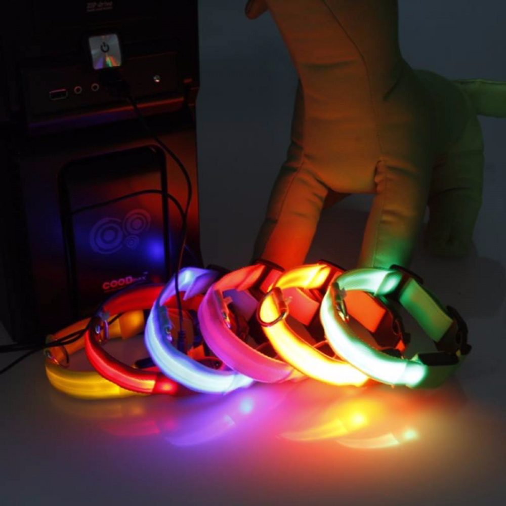 Reedog USB svíticí obojek pro psy a kočky NEW - červená - 52 - 60 cm
