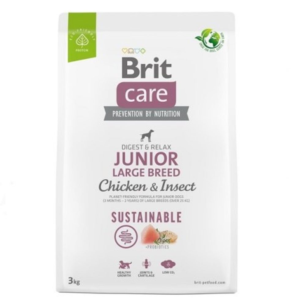 Expirace 16.5. 2026: Brit Care Dog Sustainable Junior Large Breed Chicken & Insect 3 kg | Granule pro psy