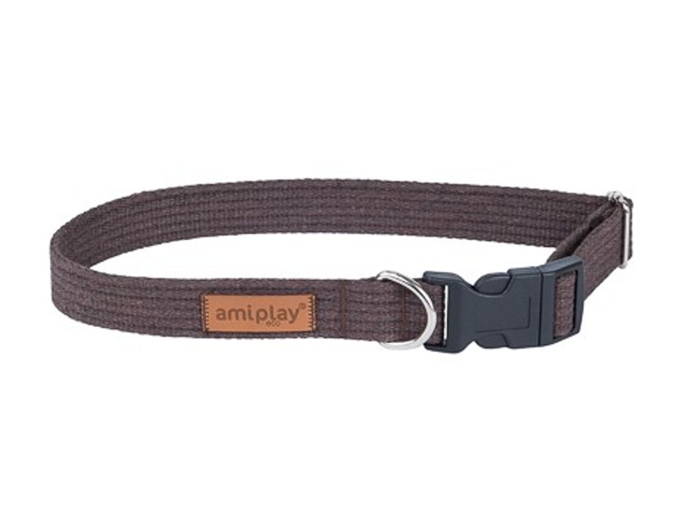 Amiplay Obojek nastavitelný Cotton hnědý | Obojky pro psy - XL