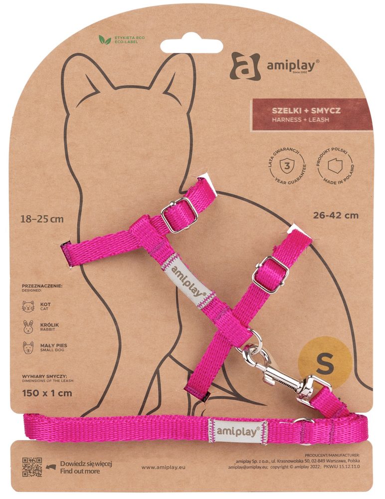 Amiplay Kšíry pro kočku s vodítkem Samba Růžové | Postroje pro kočku