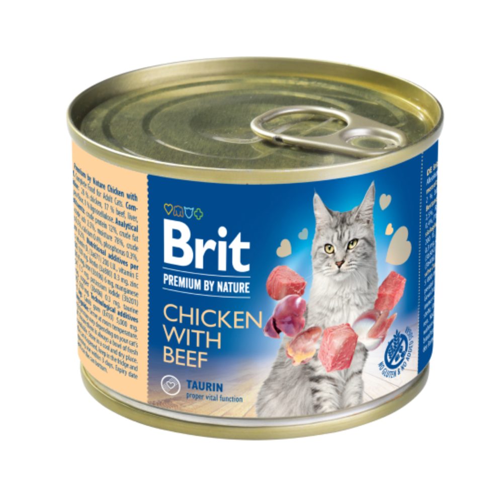 Brit Premium Cat by Nature konzerva Chicken & Beef 200 g | Konzerva pro kočky
