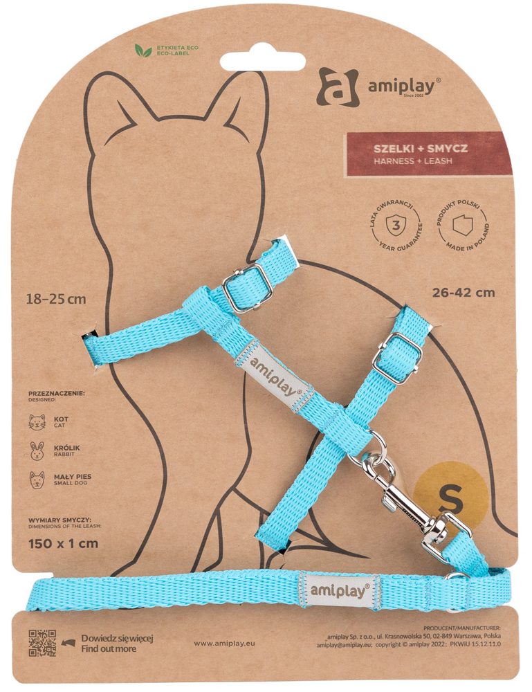 Amiplay Kšíry pro kočku s vodítkem Samba Tyrkysové | Postroje pro kočky
