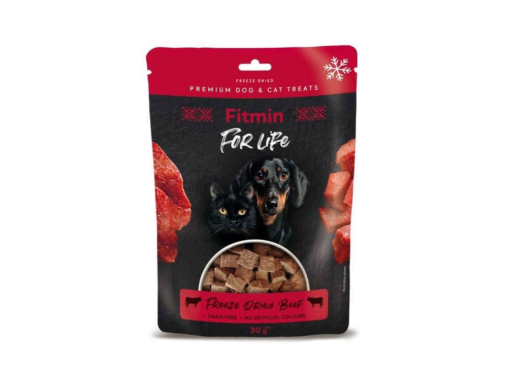Fitmin For Life dog & cat mrazem sušené maso Beef 10x30g | Pamlsky pro psy a kočky