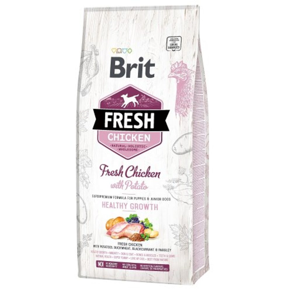 Brit Fresh Chicken & Potato Puppy Healthy Growth 12 kg | Granule pro psy