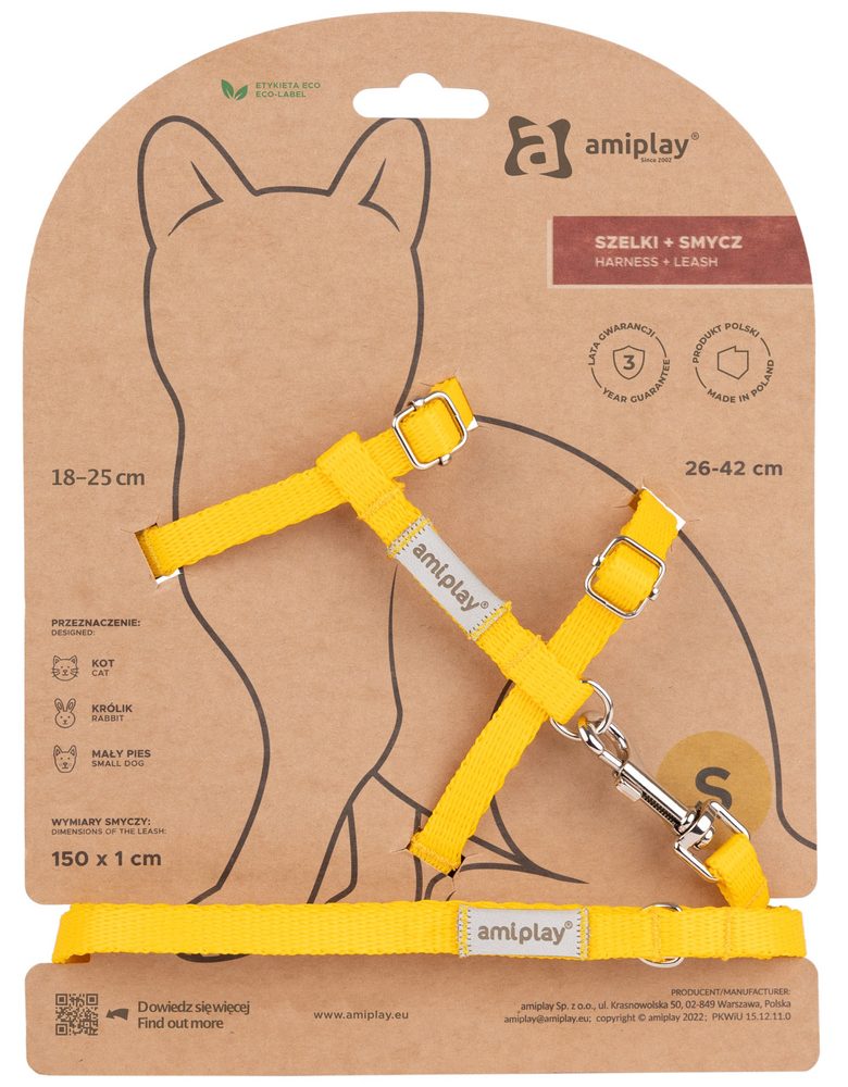 Amiplay Kšíry pro kočku s vodítkem Samba Žluté | Postroje pro kočky