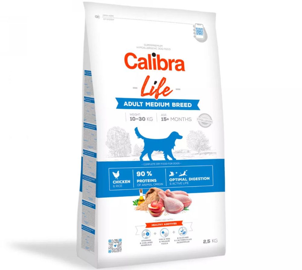Calibra Dog Life Adult Medium Breed Chicken 2,5 kg | Granule pro psy