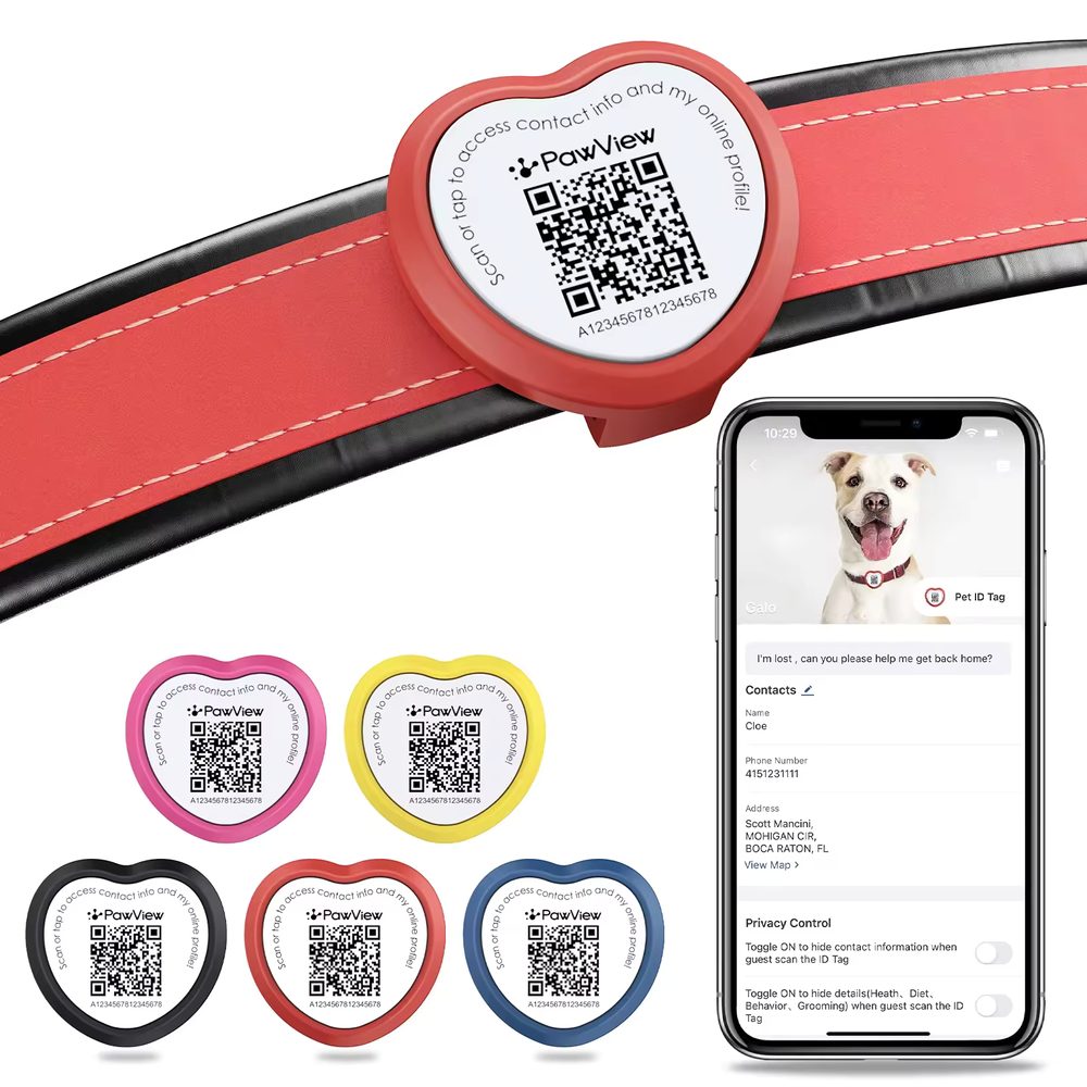 PawView chytrá známka pro psy a kočky srdce