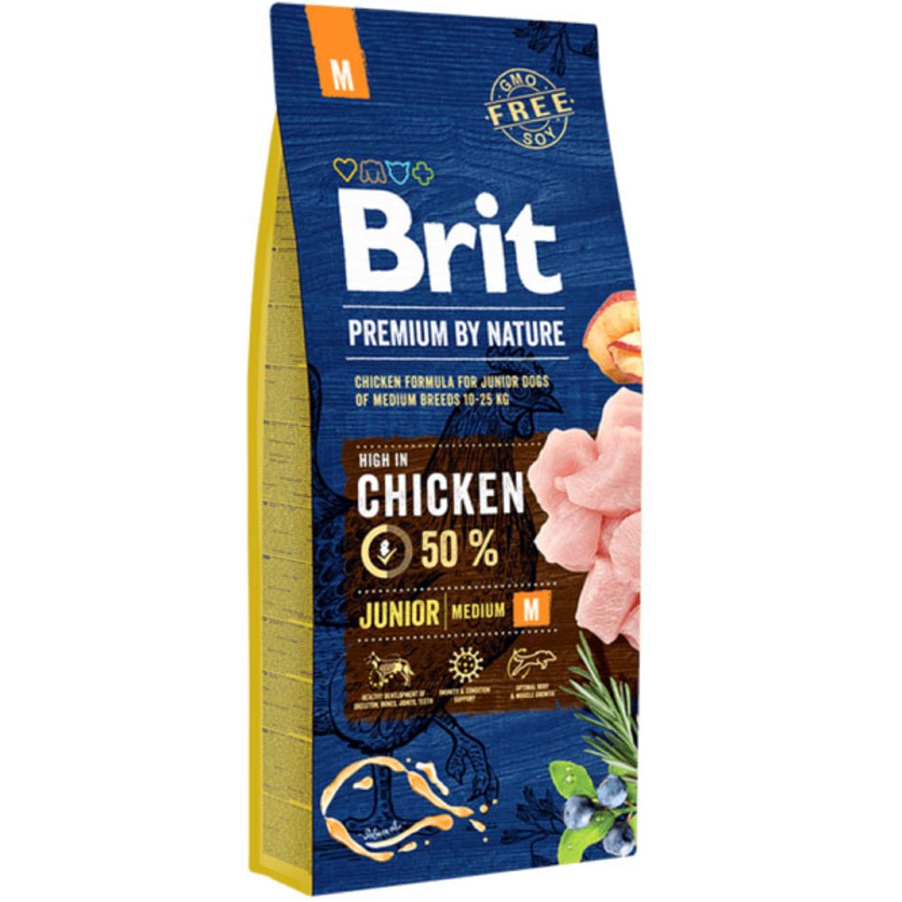 Brit Premium by Nature Junior M 15 kg | Granule pro psy