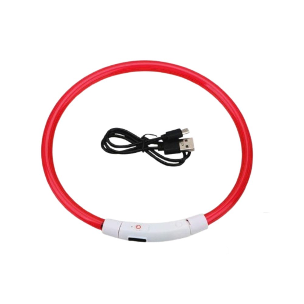 Reedog Full Light USB dobíjecí svítící obojek pro psy a kočky - červená - L
