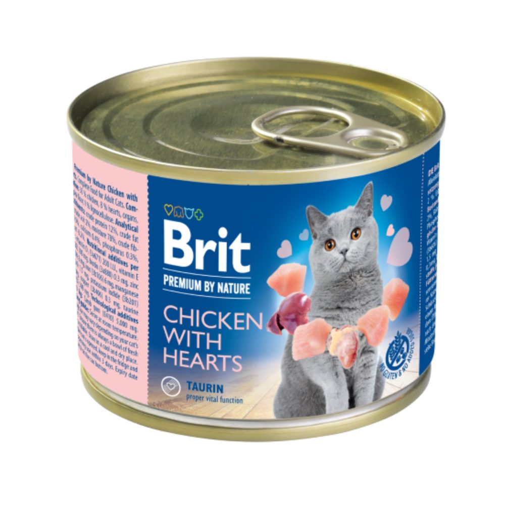Brit Premium Cat by Nature konzerva Chicken & Hearts 200 g | Konzerva pro kočky