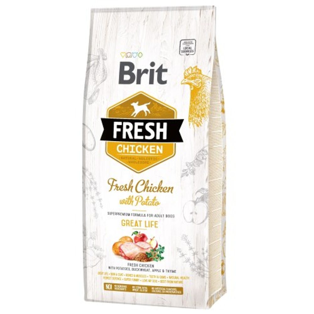 Brit Fresh Chicken & Potato Adult Great Life 12 kg | Granule pro psy