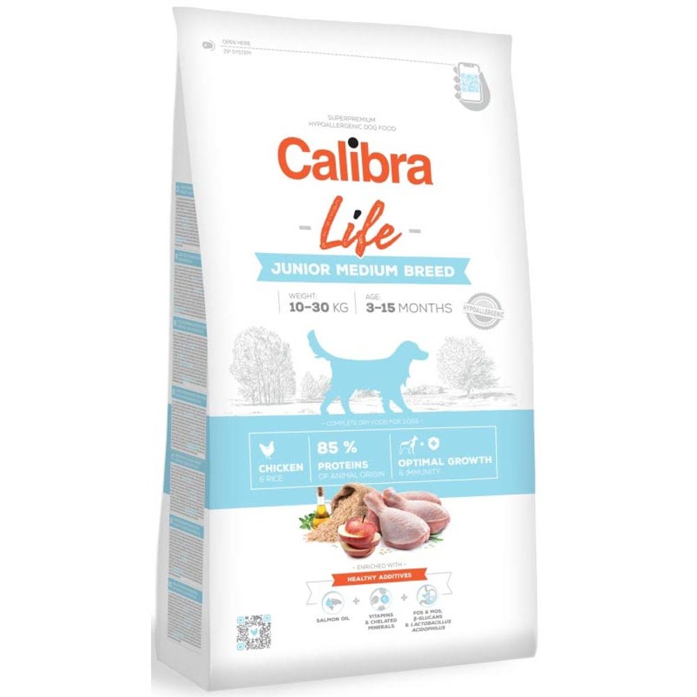 Expirace 20.1. 2026: Calibra Dog Life Junior Medium Breed Chicken 2,5 kg | Granule pro psy