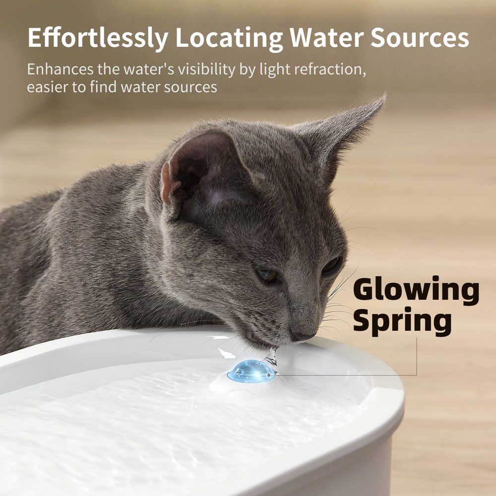 UahPet Glow Trinkrunnen für Haustiere.
Der neue Glow Brunnen mit einem Volumen von 2 Litern von UahPet ist der Spitzenreiter unter den Springbrunnen!
Perfekte Filtration 
Die Filterung erfolgt in 7 Schichten, wodurch das Wasser perfekt gereinigt wird.
 

Unerreichtes Volumen und Batterielebensdauer
Der Glow Fountain hält bis zu 10 Tage, ohne dass Wasser nachgefüllt werden muss, da er ein Fassungsvermögen von 2 Litern hat.