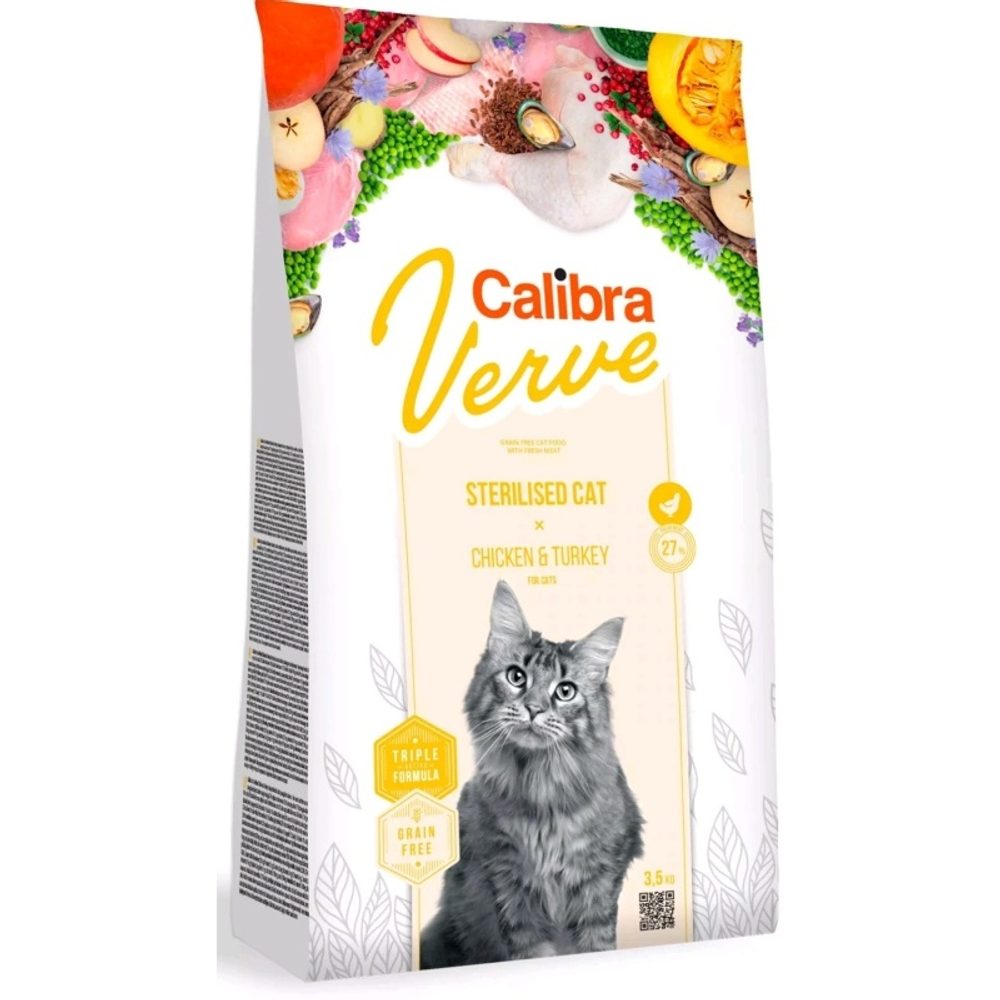 Expirace 1.3. 2026: Calibra Cat Verve GF Sterilised Chicken & Turkey 3,5 kg | Granule pro kočky