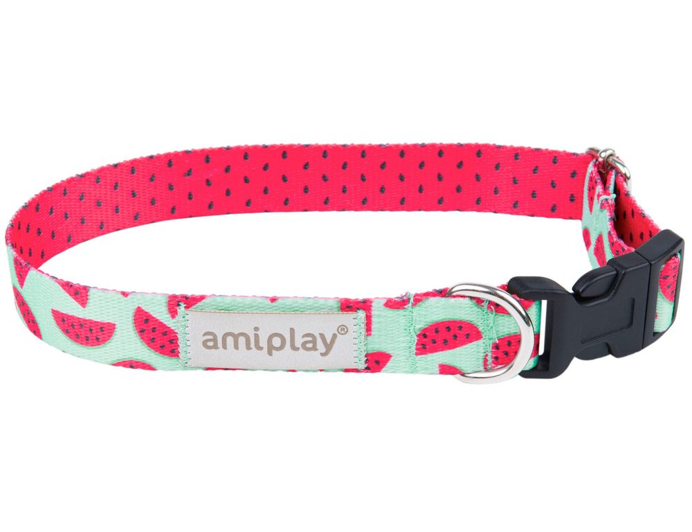 Amiplay Obojek nastavitelný BeHappy Watermelon | Obojky pro psy - L