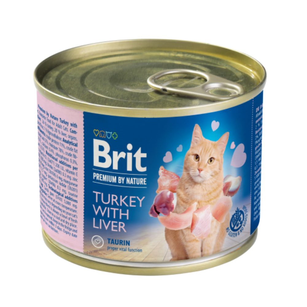 Brit Premium Cat by Nature konzerva Turkey & Liver 200 g | Konzerva pro kočky