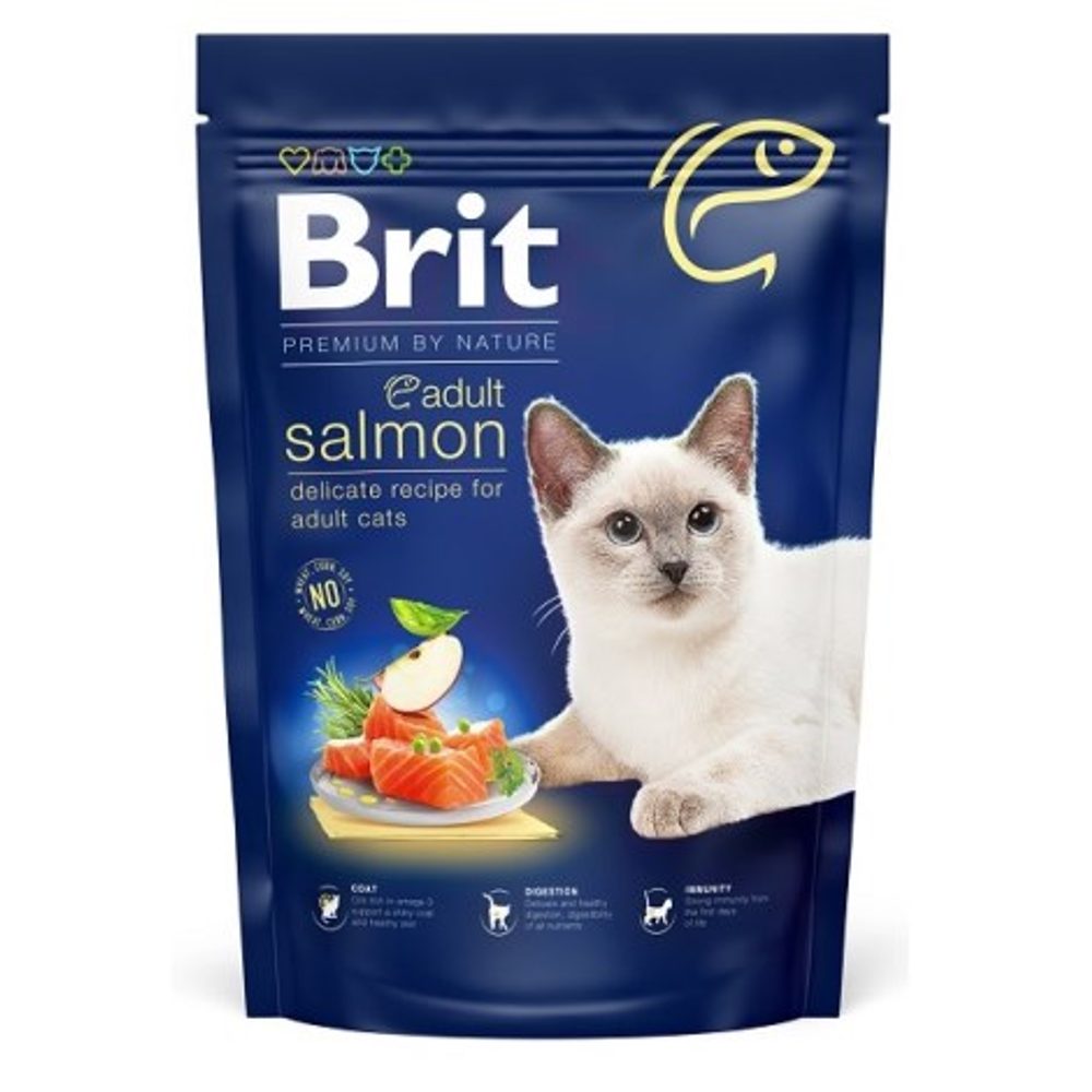 Expirace 9.7. 2026: Brit Premium Cat by Nature Adult Salmon 1,5 kg | Granule pro kočky | P59651