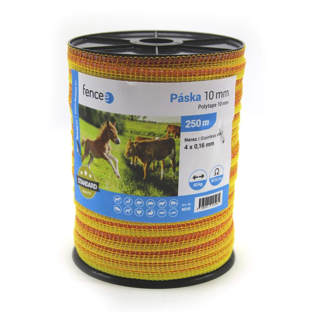 Páska pre elektrický ohradník, priemer 10 mm, žlto-oranžové - Lanka 10 –⁠  40 mm - Elektricke-Obojky.sk ®