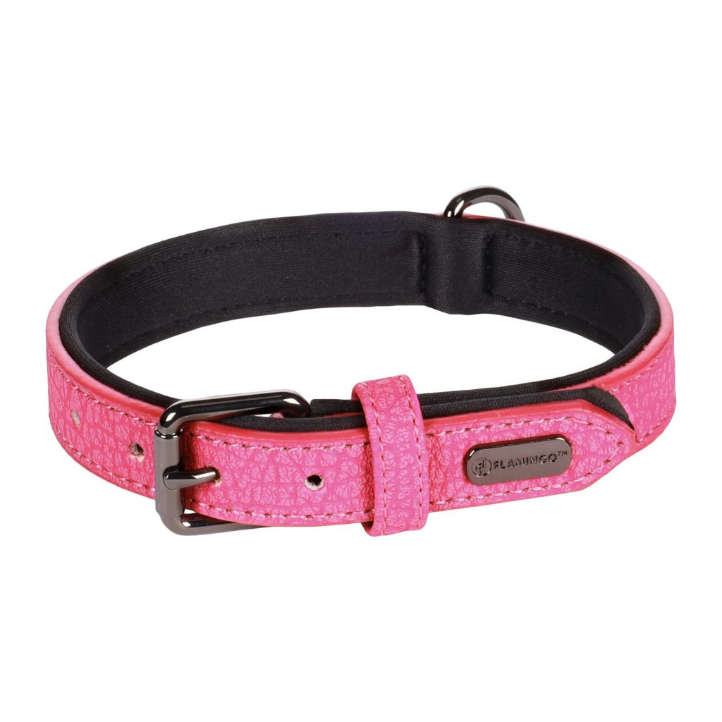 Leather collar Flamingo Leza pink - Collars for dogs - Electric-Collars.com