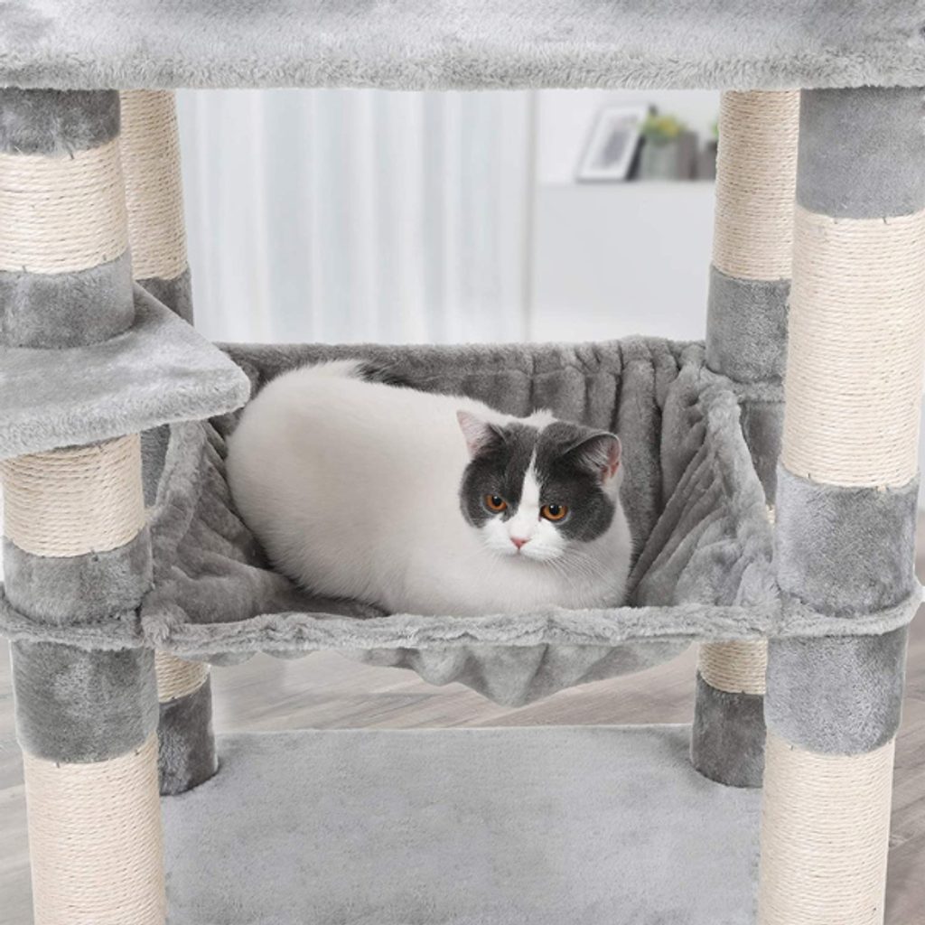 Cat scratching tree, grey and white, 143 cm - Cat scratching trees -  Electric-Collars.com