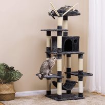 Cat scratching tree, blue and white, 154 cm