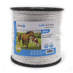 Cord for electric fence, diameter 4,5 mm, white
