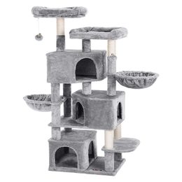 Cat scratching tree, grey, 140 cm