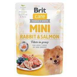 Brit Care Dog bolsita Mini filetes de conejo y salmón en salsa 85 g