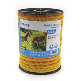 Páska pro elektrický ohradník, šířka 10 mm, žluto-oranžová, délka 250 m