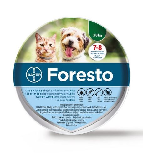 Obojok proti kliešťom Foresto pre psov a mačky 38 cm (pod 8kg) - Antiparazitné  obojky - Elektricke-Obojky.sk ®