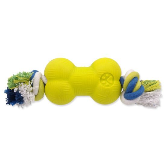 Spielzeug DOG FANTASY Strong Foamed Gummiknochen mit Seil 8,8 cm