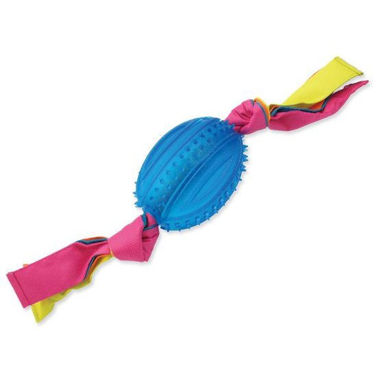 Spielzeug für überziehen DOG FANTASY Gummi Oval mit blauem Stoff 48 cm