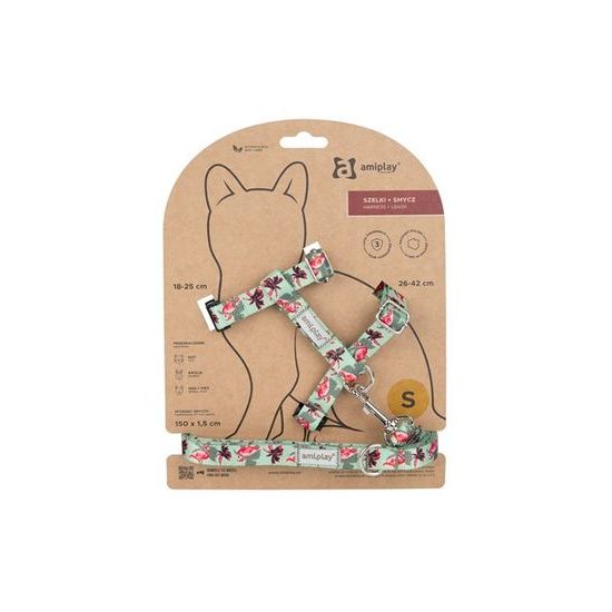 Szelki dla kota ze smyczą BeHappyCat Flamingo