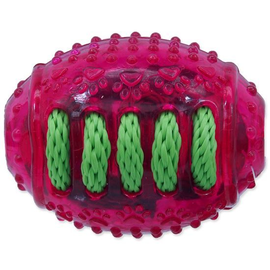 Zabawka DOG FANTASY gumowa piłka do rugby, różowa 8 cm