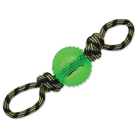 Spielzeug für überziehen DOG FANTASY Seil mit Ball grün 35 cm