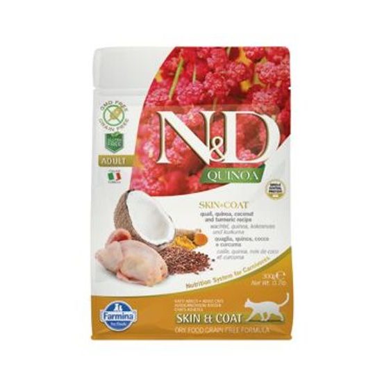 N&D GF Quinoa CAT Skin&Coat Quail & Coconut 300g