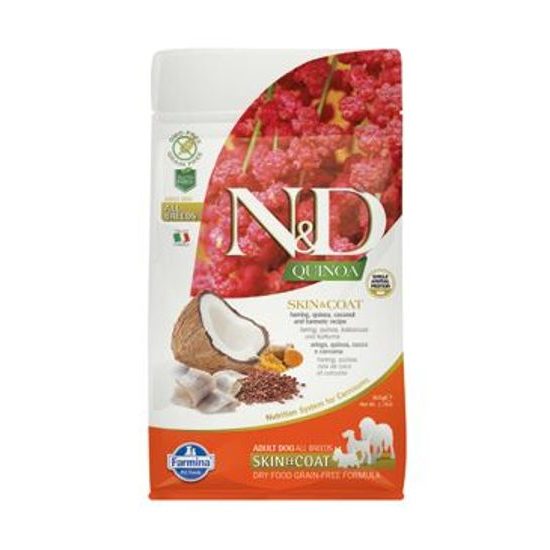 N&D GF Quinoa DOG Skin&Coat Herring & Coconut 800g