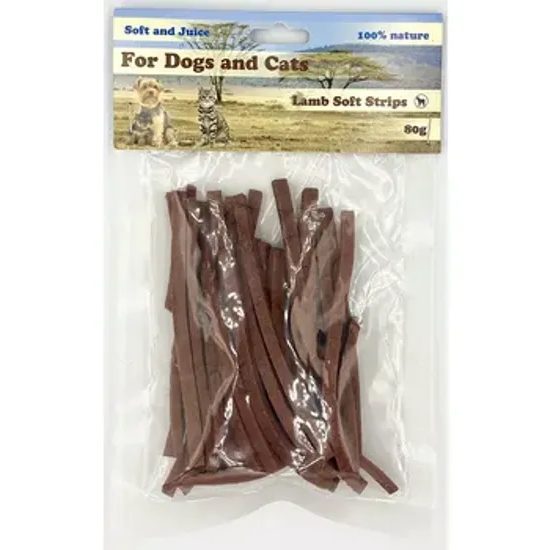 For Dogs and Cats Pochoutka Jehněčí proužky měkké 80g
