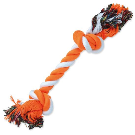 DOG FANTASY Baumwolle orange-weiß 2 Knoten 30 cm