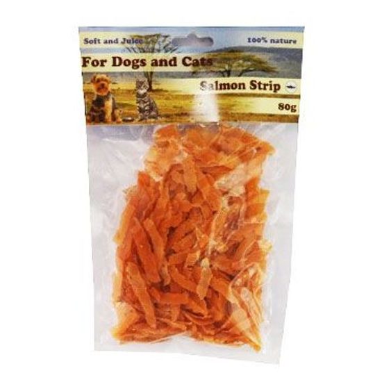 For Dogs and Cats Pochoutka Lososové proužky 80g