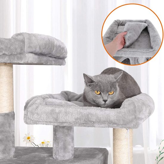 Cat scratching tree, grey, 140 cm